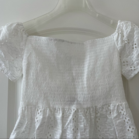 NWT LOFT Back Bow Smoked White Eyelet Top XS - Picture 5 of 8